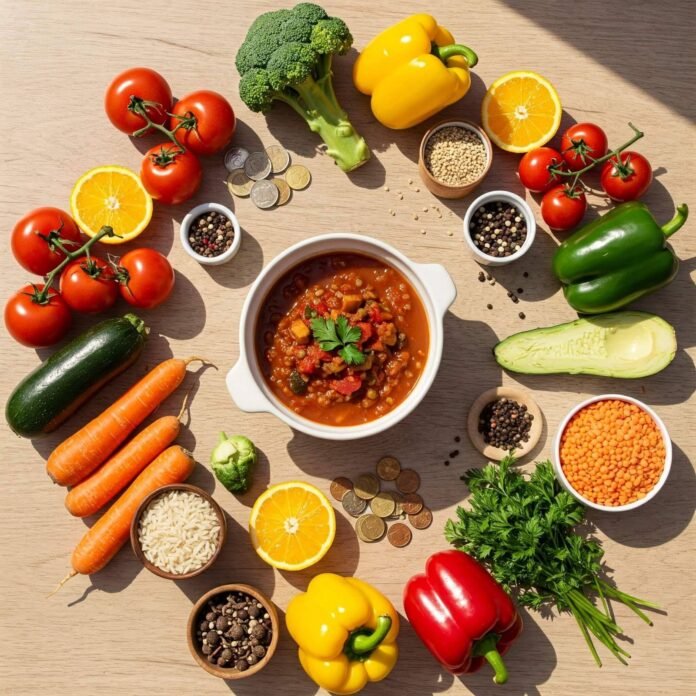 Flavorful & Affordable Vegan Flat Lay