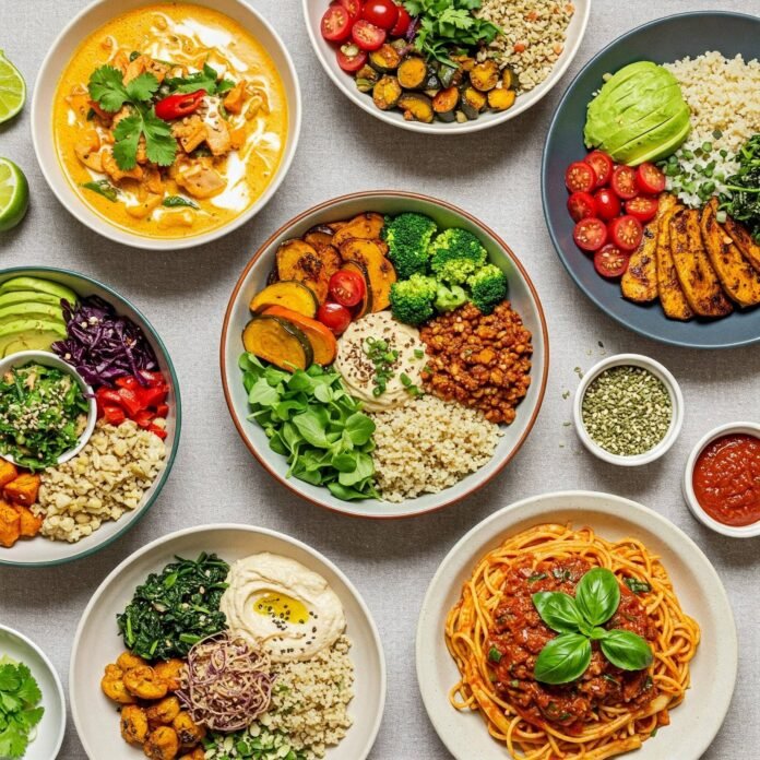 Vegan Dinner Variety Flat Lay