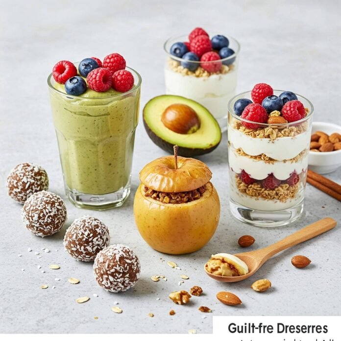 Colorful guilt-free dessert flat lay.