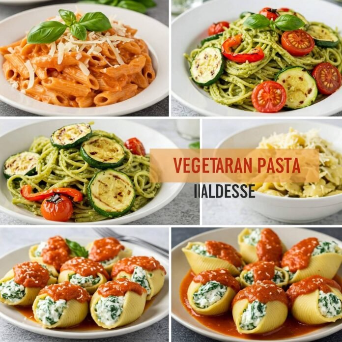 Vegetarian Pasta Dish Collage
